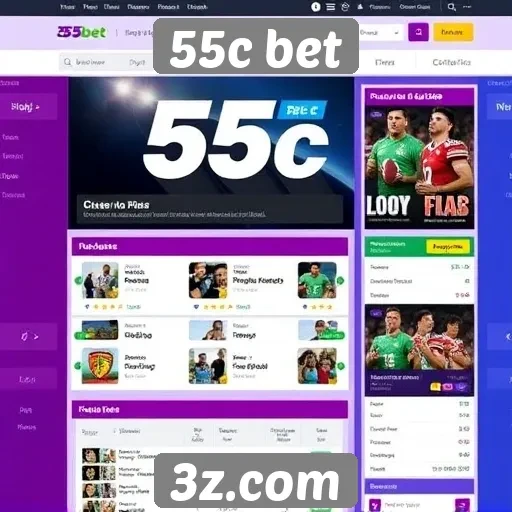 Interface e design do site 55c bet